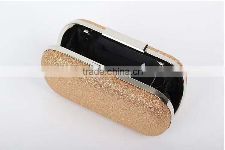 2016 summer new style pu leather and sequin box clutch bag lady shoulder bag/wedding evening bag
