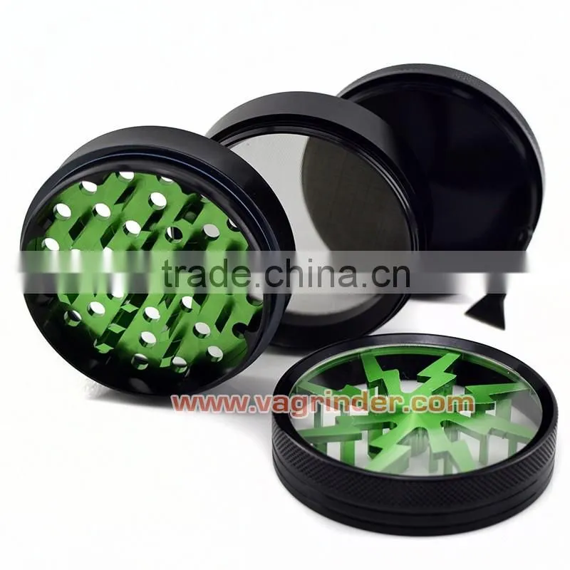 VA Lightning Grinder 2.5 Inch Herb Grinder Aluminium Golden Grinder wholesale herb grinder/CNC herba Custom Logo is Free