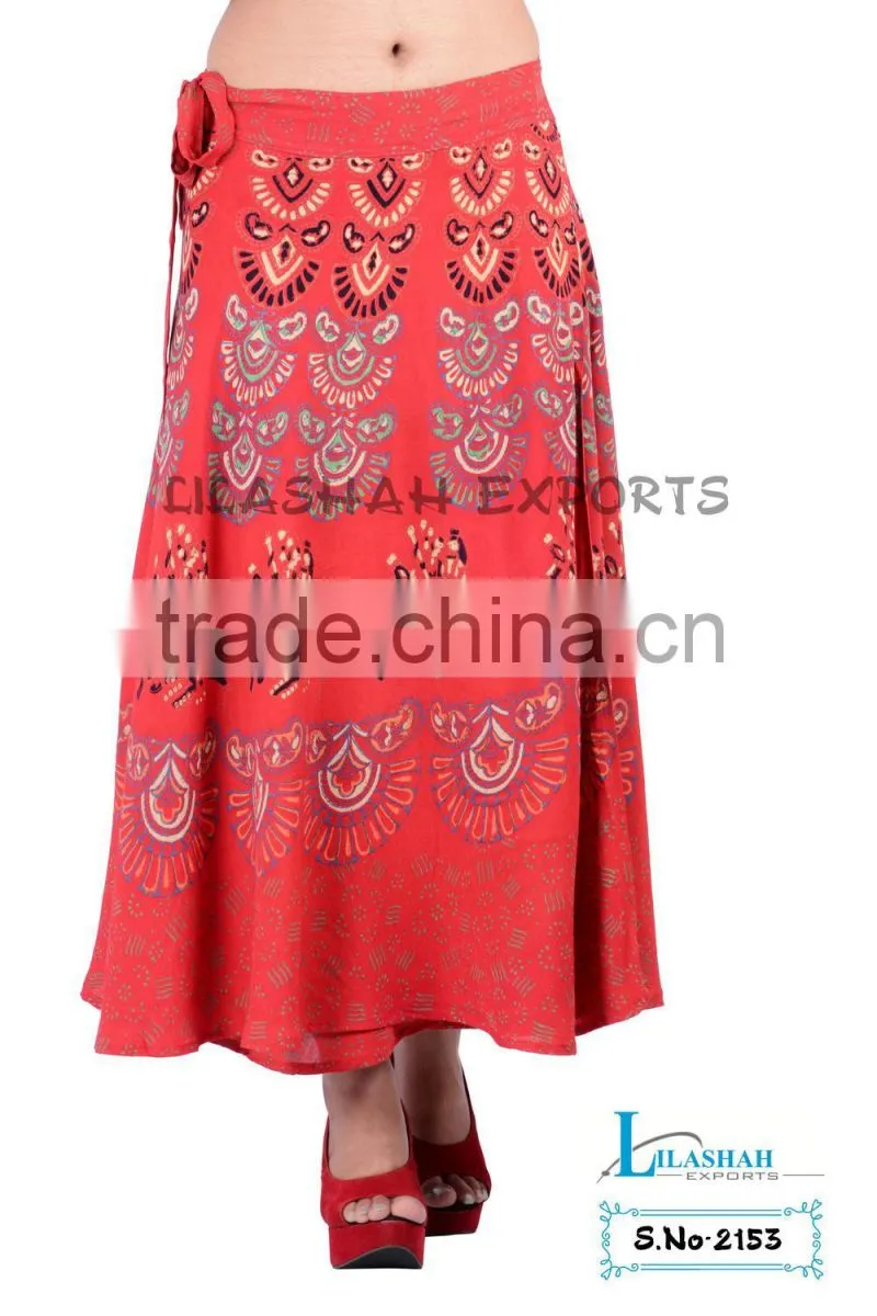 2153 Rayon Mandala Printed Long Skirt Rayon Block Printed Skirt Garments ladies fashion woman skirt suit long rayon skirts