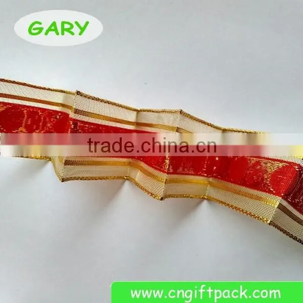 1-1/2" Gold and Red Wired Edge Outdoor Christmas Ribbon