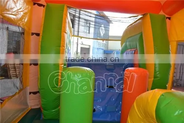 Tropical Inflatable Bounce House with Pool, Palm Tree Bouncy Castle with Water Slide