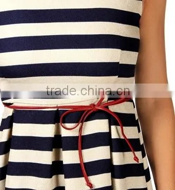 Designer Knit Striped Young Girls Skater Dress
