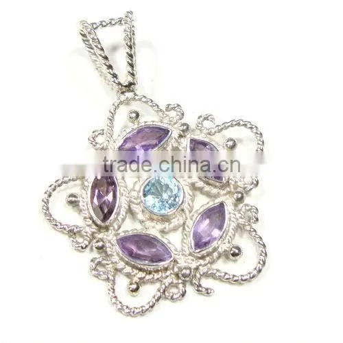 Hand made silver gemstone pendant 925 sterling silver
