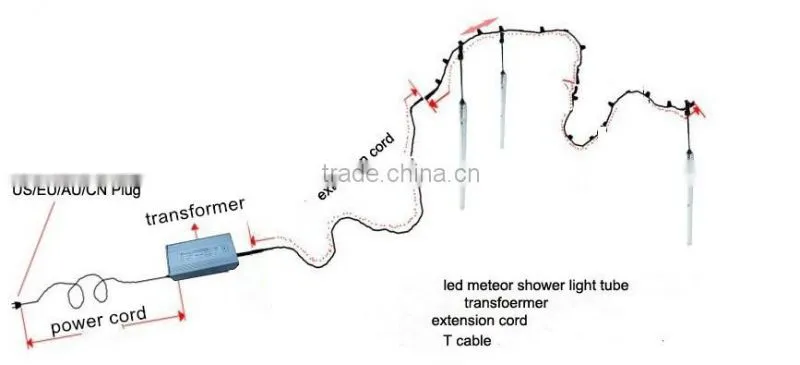 outdoor waterproof led meteor shower rain tube christmas light tree decoration