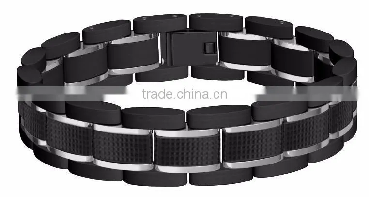 Top quality CZ & carbon fiber inlay stainless steel bracelet tungsten carbide mens bracelet