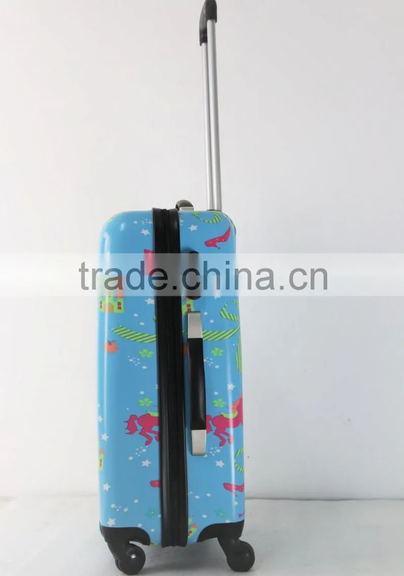 Shinny printed designing colorful figures ABS+PC trolley luggage case