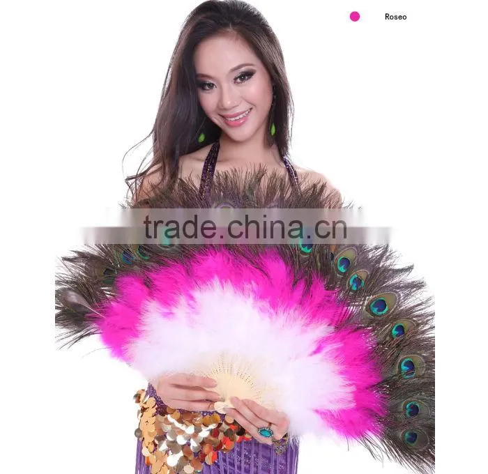 Nice Belly Dance Ostrich Feather Fan , Feather Fans for Dance