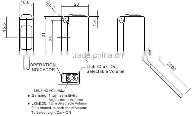 Visible red light photo sensor,300mm detection distance,suitable for logistics device