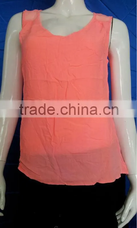 Sleeveless Round Neck Ladies Fashion Tops and Blouses