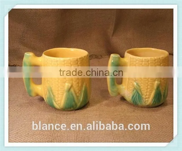 funny ceramic corn shaped coffee mug in 3d design cup