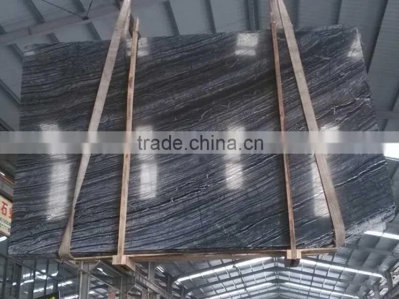 Black facade marble slab with white veins