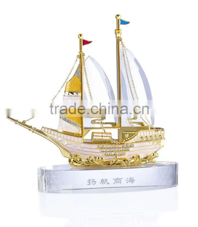 RORO home decoration crystal glass craft sailing ships household decor