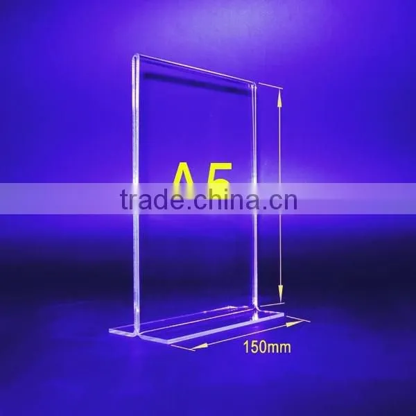 Hot sale clear A6 slanted acrylic plastic menu holder