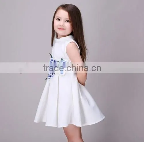 2016 sweet baby girls kids party wear dresses flower embroidered summer kids prom dresses