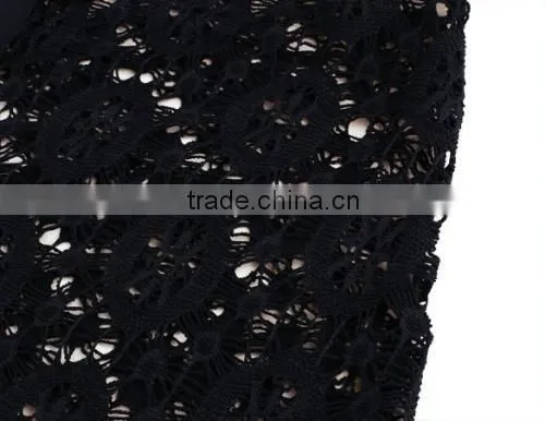 New Fashion Women's Sexy Two Ways Wear Spaghetti Strap Sleeveless Hollow Out Loose Solid Lace Dress