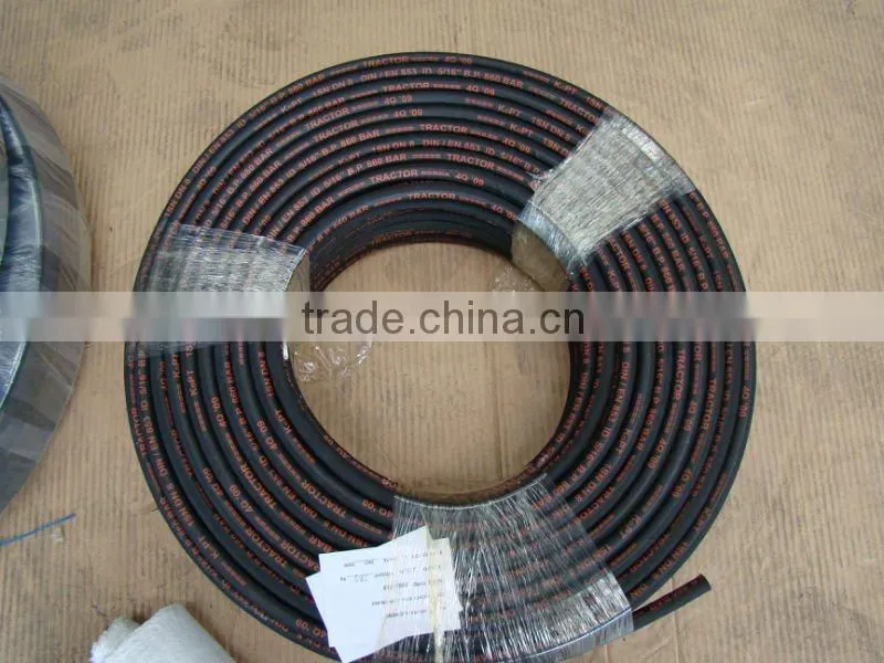 Wire braid hydraulic rubber hose with fittings