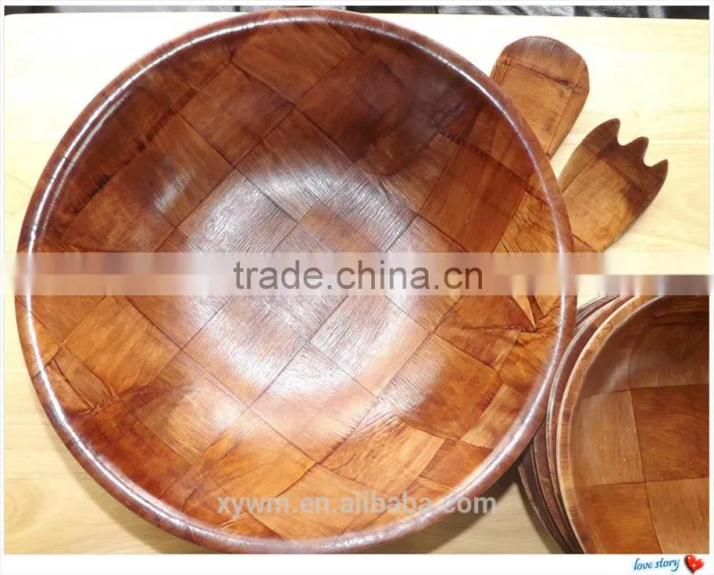 Vintage Woven Wood salad bowls--Jane