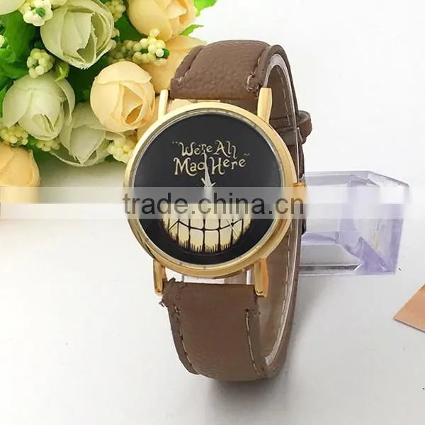 Fashion " we're all mad here" Leather Watch Design