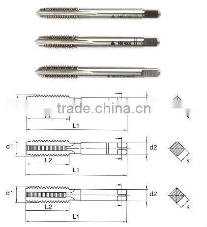 Hand Taps with DIN352 Standard,Including Taper,Plug and Bottom,Hand Taps