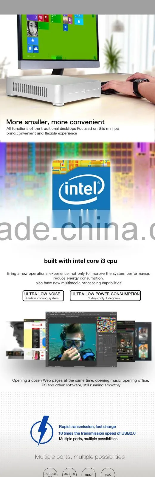 Realan W44-i3H40T Low Cost Dule Core Intel Core i3 Mini Computer