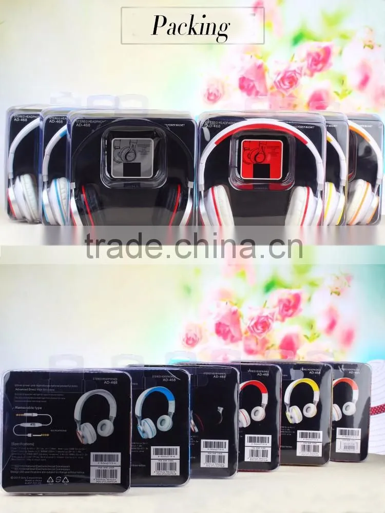 2016 AD468 universal mobile phone super bass cable headphones