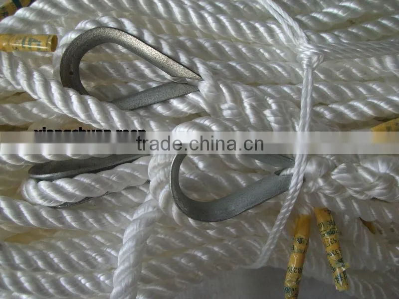 3 strands 32mm 220M white polyamide yarn rope/mooring rope/ pp fiber /polyester rope dia6mm-135mm