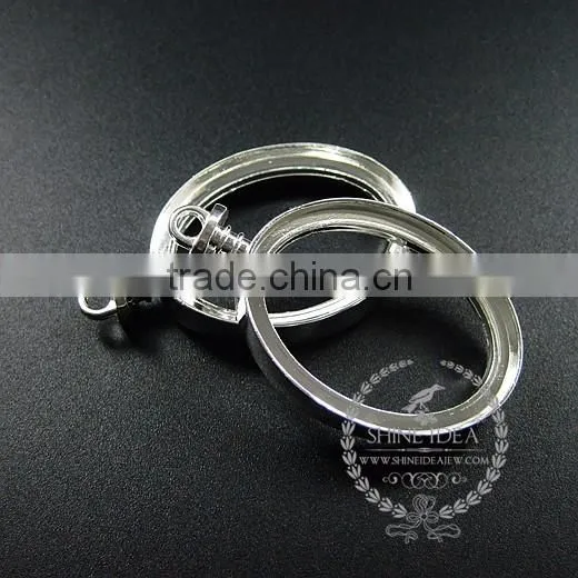 30x40mm silver plated alloy oval pendant charm DIY bezel setting glass tray jewelry supplies 1820287