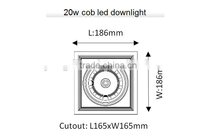 Modern kitchen design square led cob ceiling down light / 20w cob led downlight / Led downlight kits uk