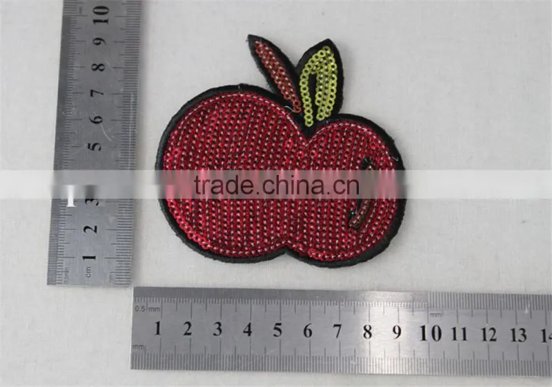 good price embroidery patch red cherry printting sew on collar for sale