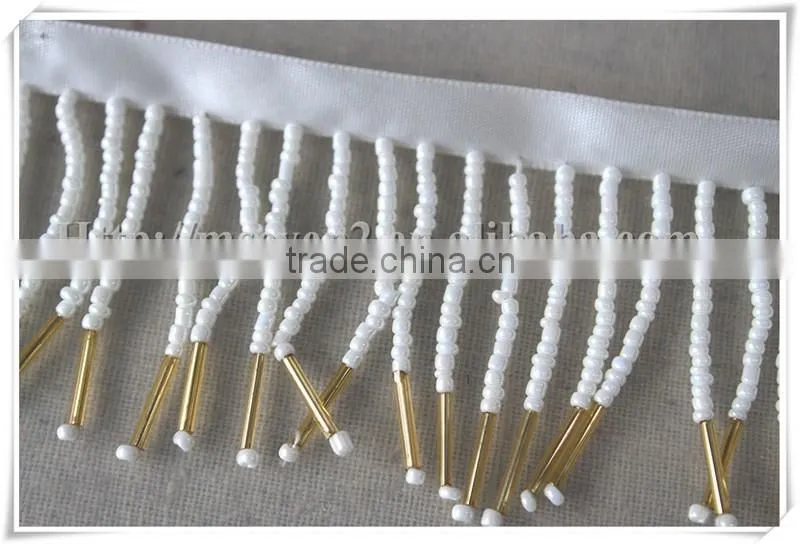 China fashion white beaded fringe trim Lampshade beads Fringe for decoration