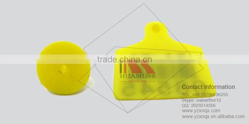 buffalo ear tag with PE material in yellow 60*56 mm