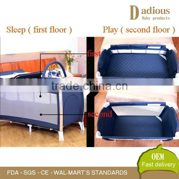 Portable Baby Cribs Metal Infant Double Bed Design with Wheel