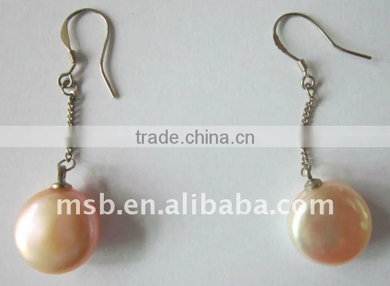 real/genuine button shape pearl earrings,pearl jewelry