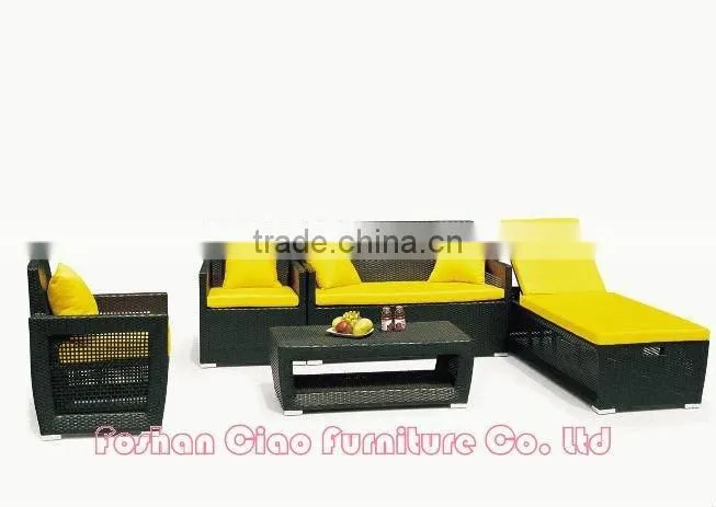 2014 cheap hot sale outdoor or living room aluminum rattan sofa bed