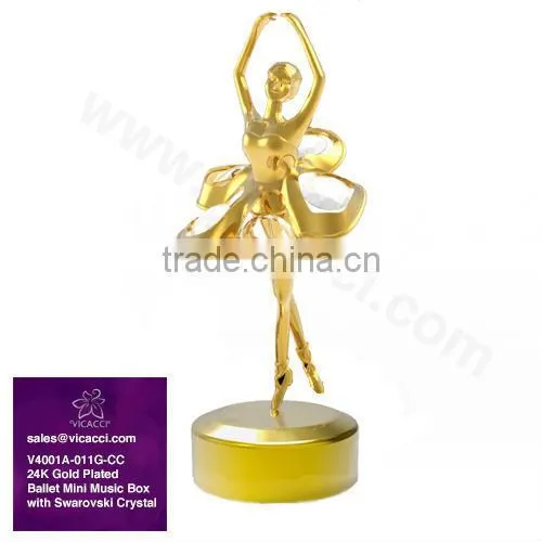 24K Gold Plated Metal Ballet Stand with Swarovski Elements