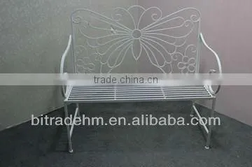 metal white butterfly garden bench