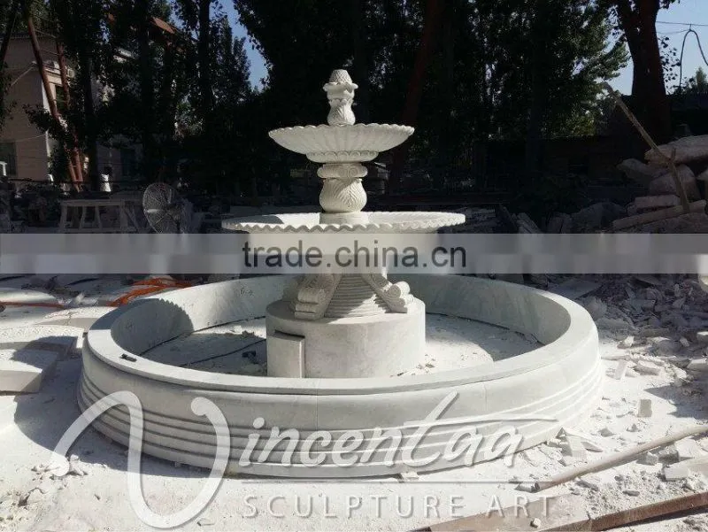 Antique Style Garden Decor Large Size White Marble 3 Tiers Water Fountain for Hot Sale