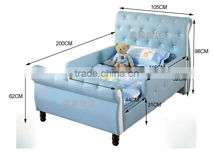MMD02 sweet pink & blue kids single bed with guardrail 2016 alibaba new classic children kids baby furniture