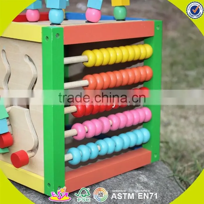 2017 wholesale wooden cubic wire bead children wooden cubic wire bead colorful wooden cubic wire bead W11B060