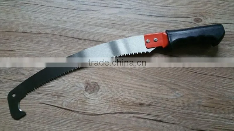 high tree cut curve pruning saw with steel and rubebr handle