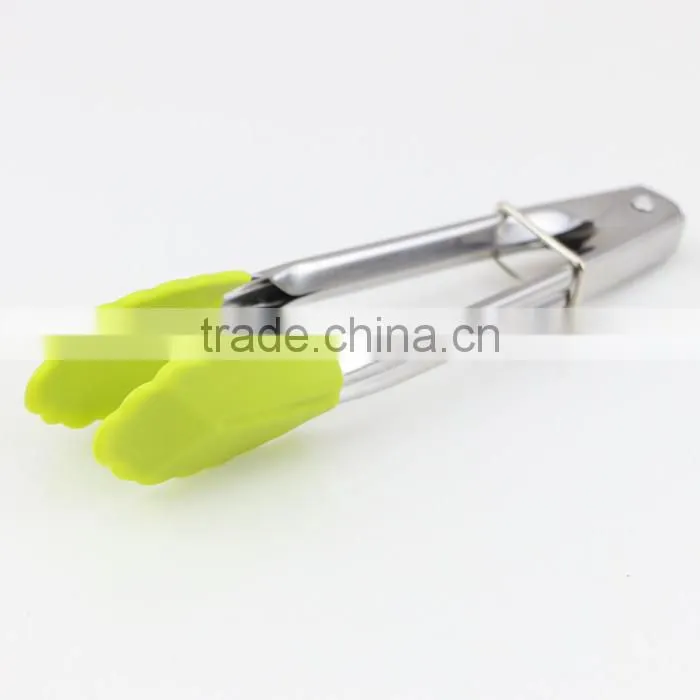 Fresh Silicone Stainless Steel Food Tongs Kitchen Tools, 7 inch