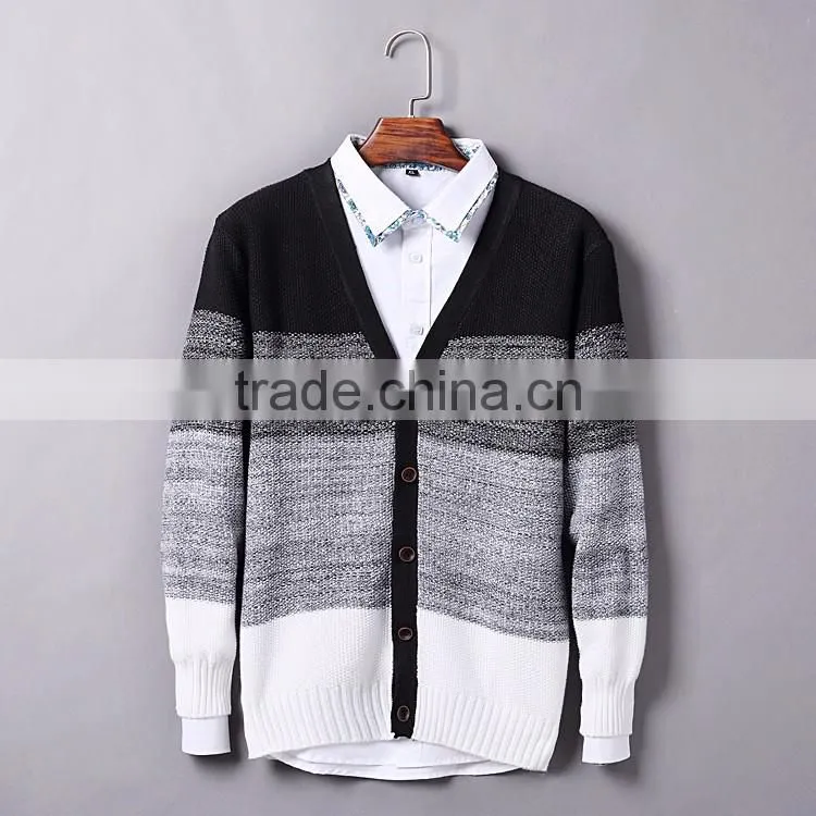 New products 2016 winter color combination sweater mens cardigan