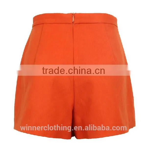 Fashion woolen winter wide leg ladies short pants in orange