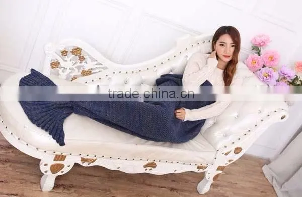 wholesale 2016 high quality winter Knitted Mermaid Tail Blanket