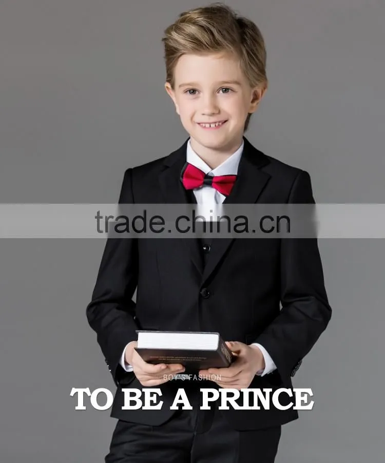 ELPA NXB0083 British style slim black fancy 3 piece designer kids boys suits