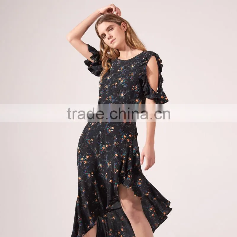THE NEWEST women sexy all-over floral print asymmetric skirt