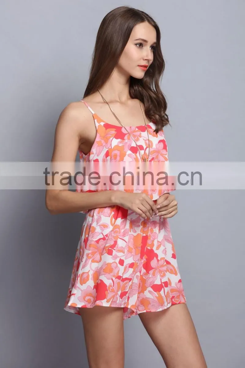 New fashion Ladies dresses sleeveless summer Korean floral dress for sale