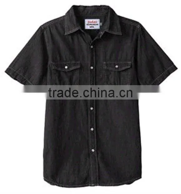 Popular style 100% Cotton Washed Denim/Retro Cowboy short sleeve shirt for men