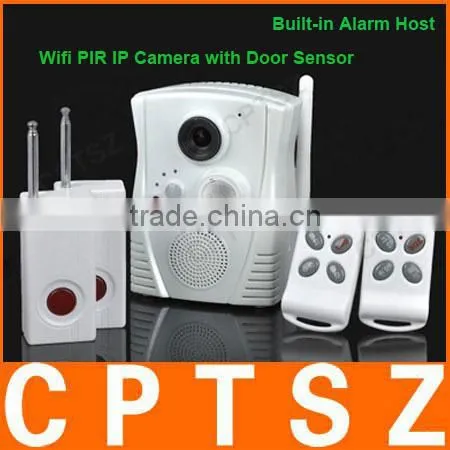Wireless WIFI Day Night Infrared IP Camera with PIR Function and Door Sensor, Supports Mobile View