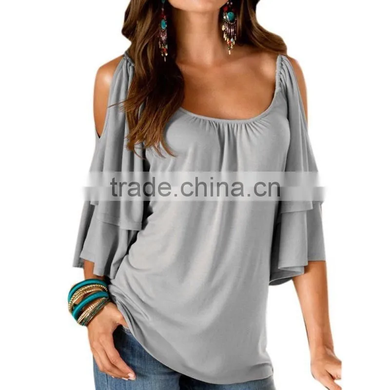 Women Off Shoulder Short Sleeve Casual T-Shirt Tops Loose Blouse